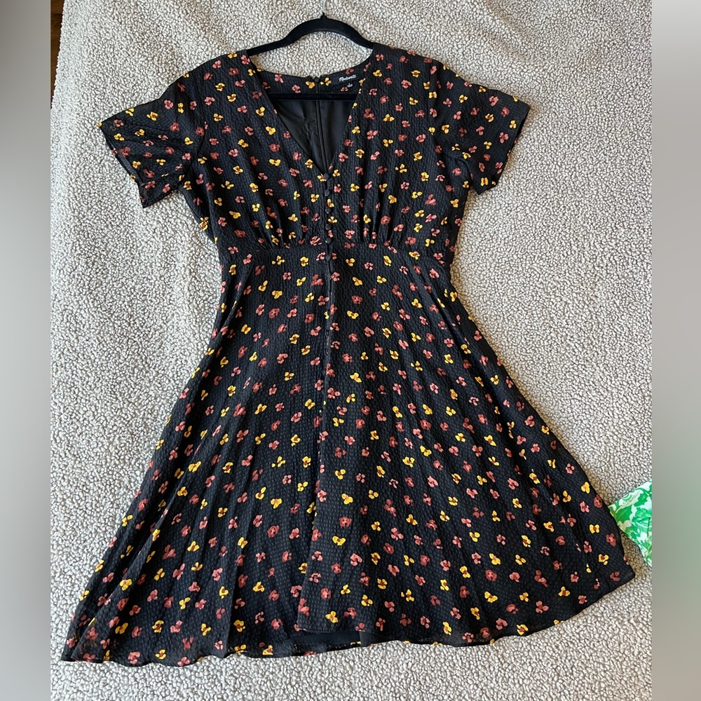 Madewell Black Floral Dress